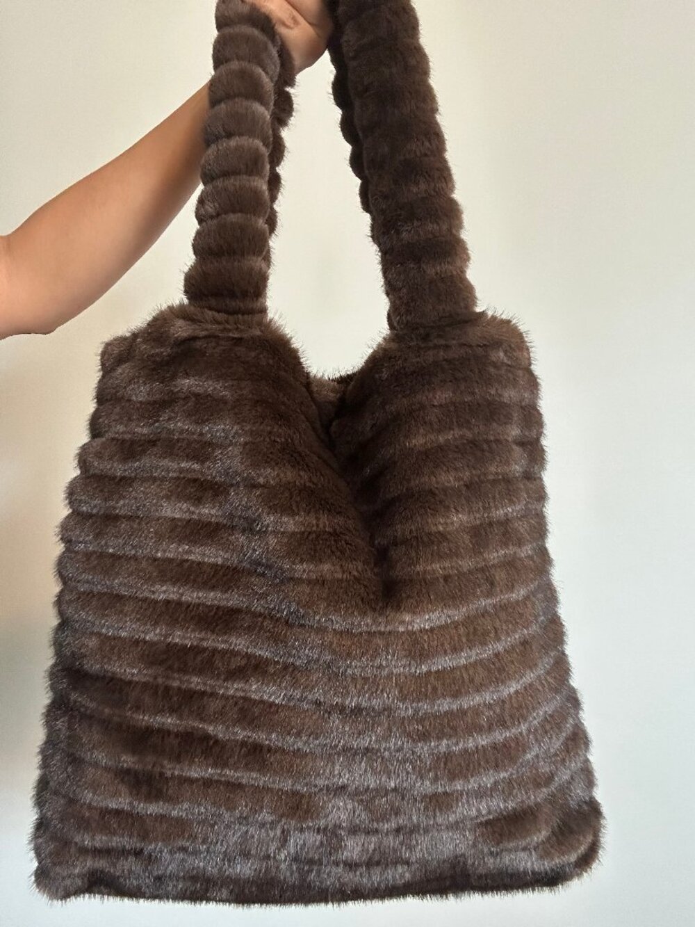 Lisi Lerch Blake Faux Fur Tote Bag | Ribbed Plush Shoulder Handbag #fauxfur